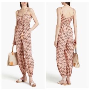 Tory Burch Patterned Jumpsuit, Sz. XL, Peach and Pink